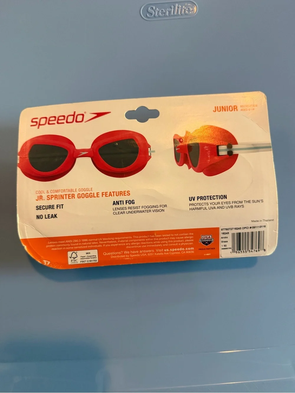Speedo Kids Teal Swim Goggles with Purple Straps